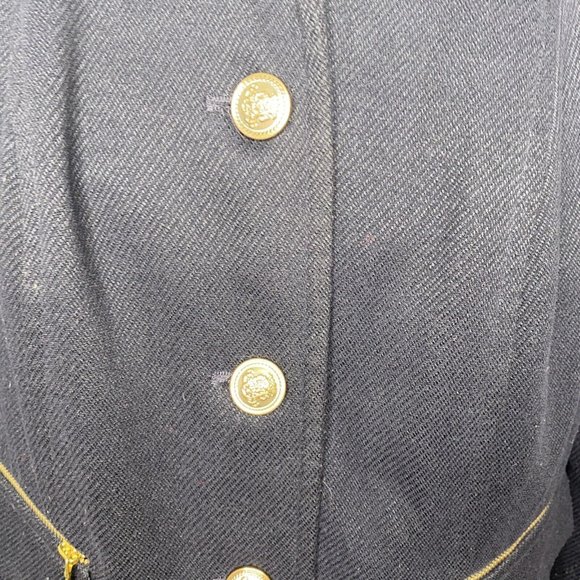 Coldwater Creek Womens Blue Coat XL 16 Military Gold Buttons Zipper Pockets - Picture 2 of 7